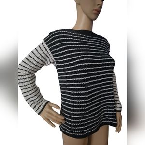 M&S Collection Navy/White Striped Boatneck Sweater